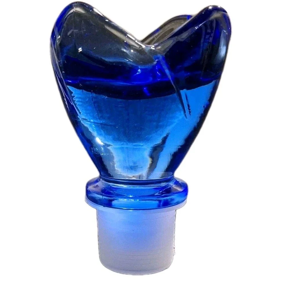 Bormioli Rocco Bouquet Cobalt Blue Glass Decanter Stopper Italy Tulip Rose
